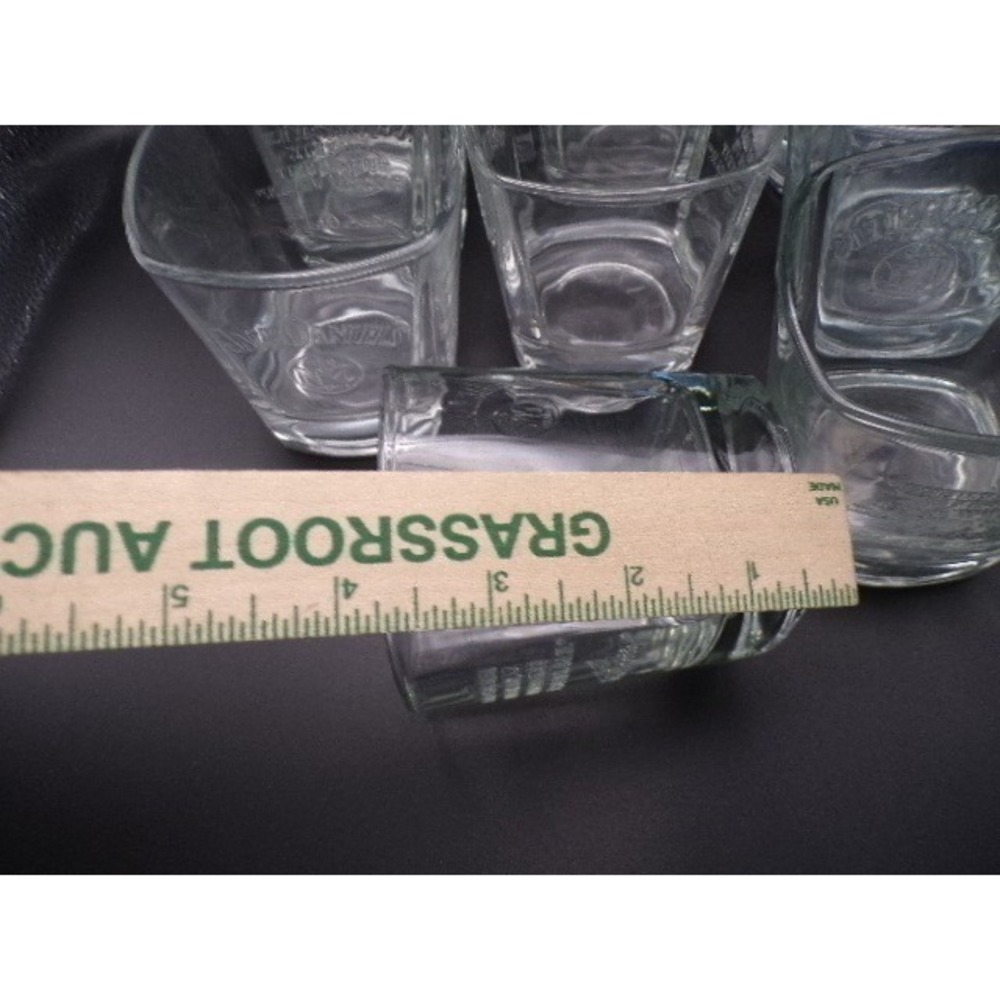Jack Daniels Old No 7 Whiskey Shot Glasses Square Embossed Clear Set‎ of 8 - Picture 4 of 4